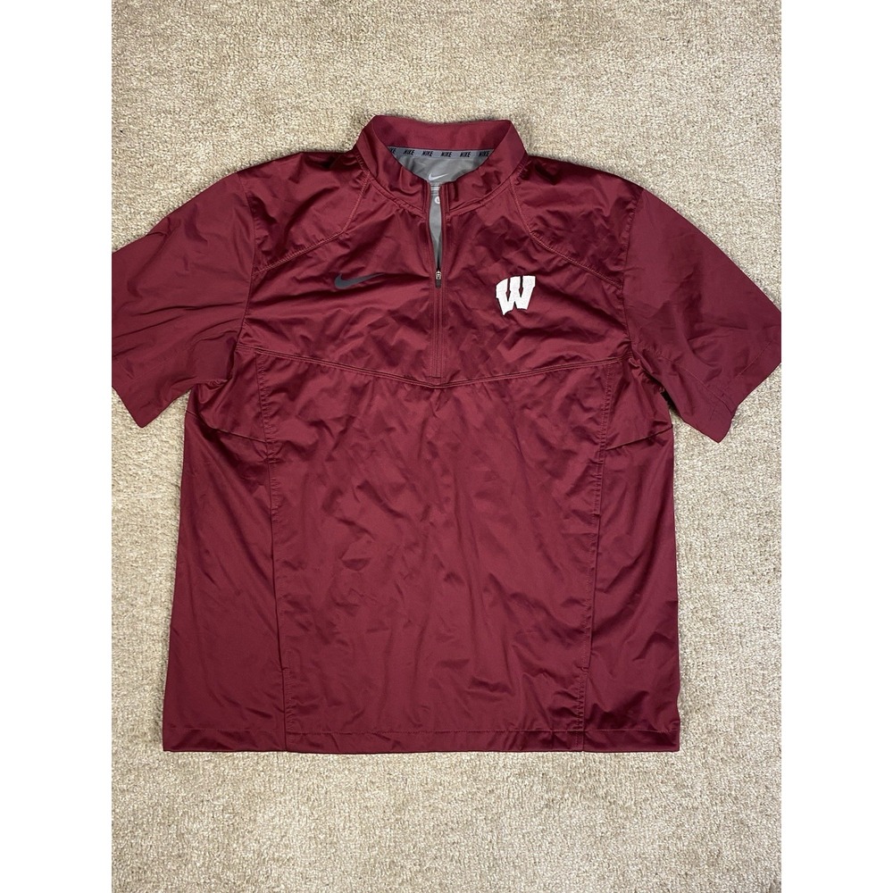 Nike Wisconsin Badgers Quarter Zip Shirt Mens Lrg Performance Team Issue